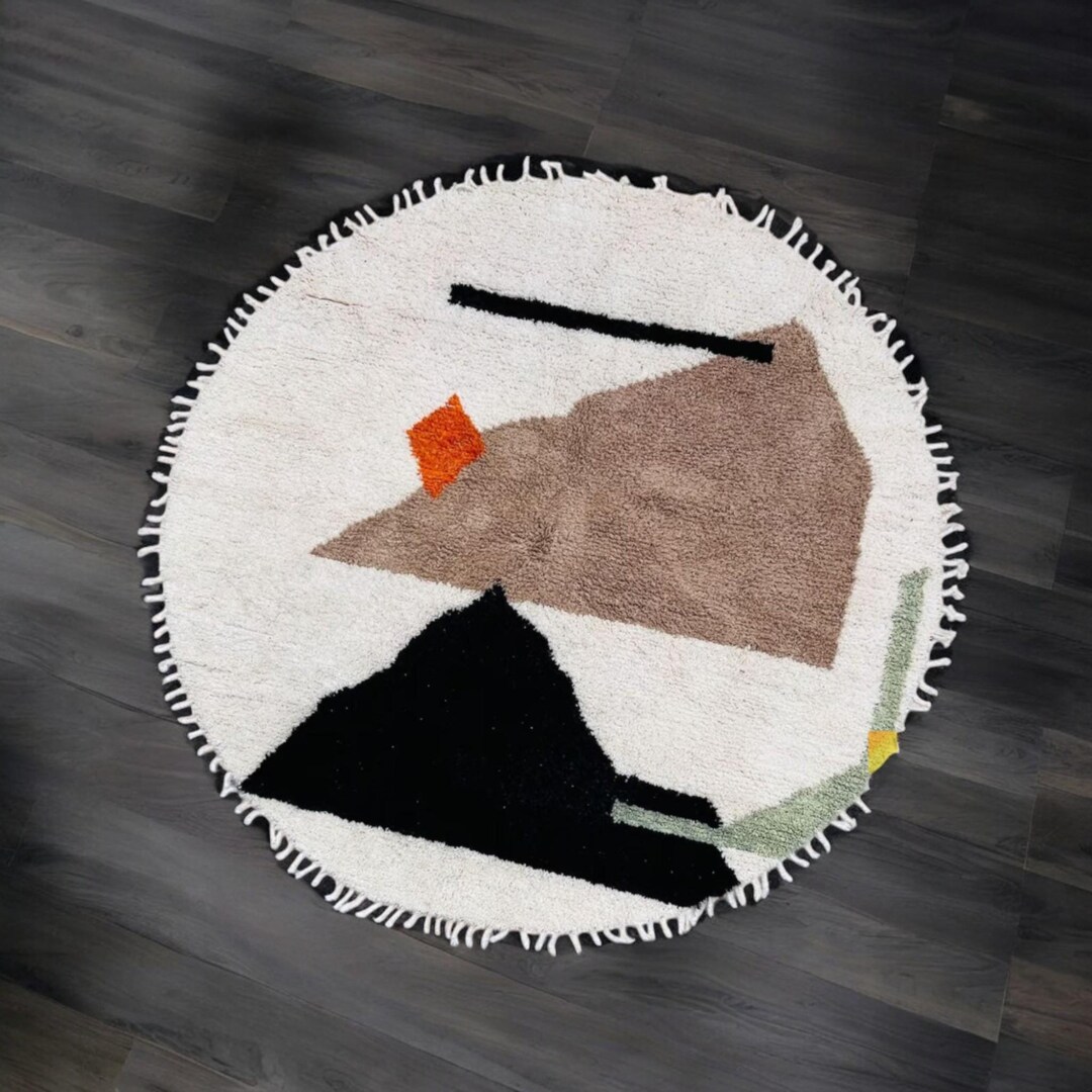 Custom Rug, Round Carpet, Round Wool Rug - Abstract Geometric Design ...