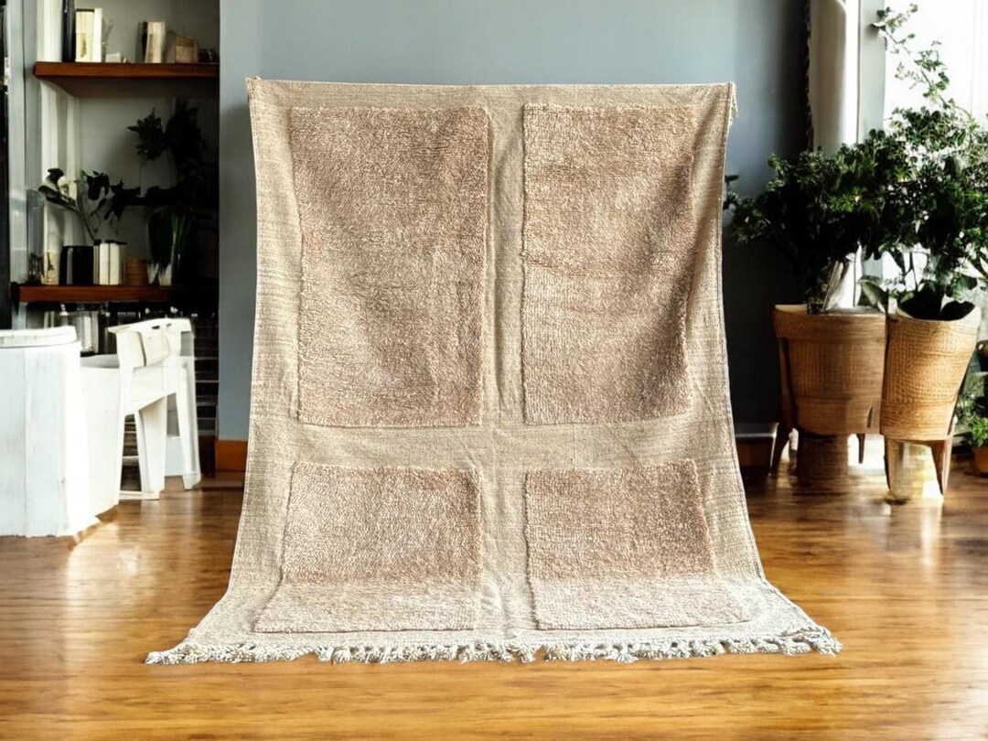 Morrocan Rug, Modern Moroccan Beige Berber Handmade Rug, 1990s ...
