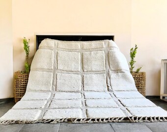 Beni Ourain Moroccan Rug - Handmade Berber Wool Carpet - Custom Boho Shaggy Rug - Minimalist & Vintage Area Rug for Living Room - Wool rugs