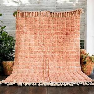 Handmade Moroccan Berber Rug - Wool Beni Ourain Carpet - Soft Plush Grid Design - Boho Home Decor - Custom rug, runner rug, area rug, Gifts