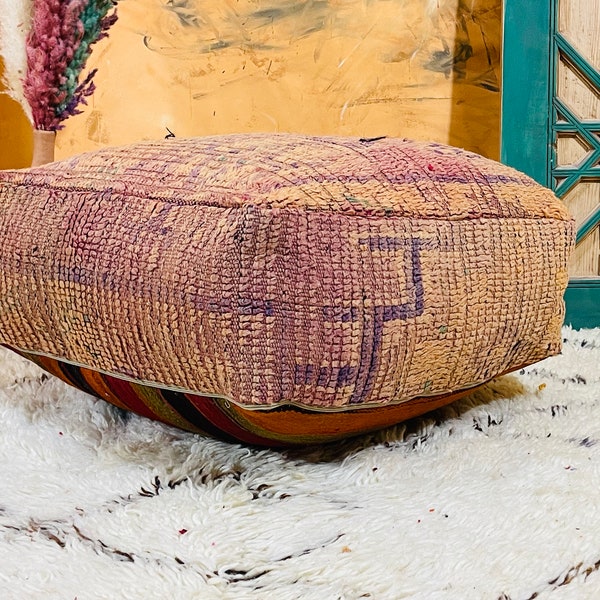 70% OFF - Sumptuous Burgundy Moroccan Pouf Masterfully Handmade Bohemian Ottoman, Striking Red Decorative Floor Accessory, Cozy Living Rooms