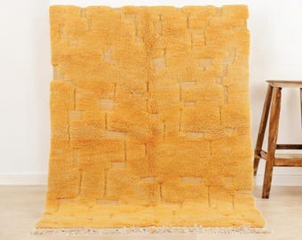 Yellow Wool Rug, Moroccan Rug, Beni Ourain Rug, Handmade Rug, Area Rug, Washable Rug, Living Room Rug, Custom Rug, Wool Rug , custom rug