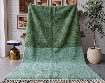 Sage Green Moroccan Wool Rug, Two Tone Berber Carpet, Handmade High Pile Area Rug, Organic Modern Living Room Decor, Custom Size Rug