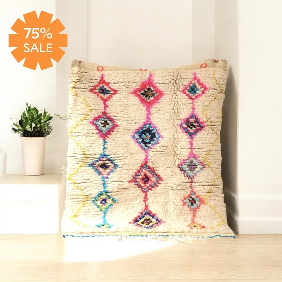 Colorful Moroccan Rug - Handmade Diamond Berber Carpet - Boho Bright Area Rug - Soft Wool - Unique Tribal Decor - Custom rug - Berber rug