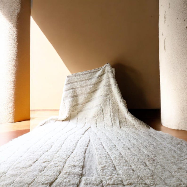 Draped Rug Images Cream White Wool Berber Rug | Minimalist Handwoven Carpet | Textured ...