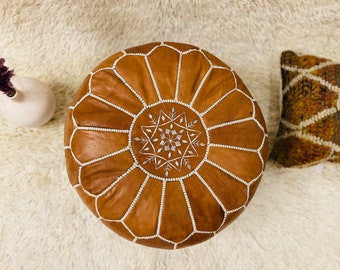 Bestseller / 70% OFF / Winter TAN Brown MOROCCAN Leather Pouf Pouffe gifts wedding gifts home gifts, ottoman, floor pouf, footstool pouf