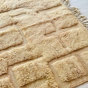 Moroccan wool rug cream and navy rug minimalist line pattern modern shag carpet handmade Moroccan decor cozy living room rug wool floor rug bohemian style rug Moroccan style decor modern rug luxurious wool carpet home decor contemporary decor rug
