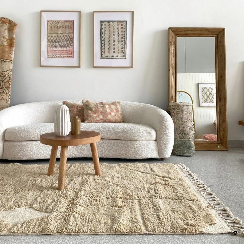 Draped Rug Images Simply Taupe Moroccan Rug | Beige Abstract High Low Pile Wool Carpet ...
