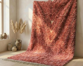 Handgefertigter Wollteppich Terrakotta | Marokkanischer Wollteppich | Diamant Chevron Berber Teppich | Benutzerdefinierte Größe