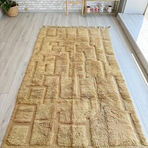 Moroccan wool rug cream and navy rug minimalist line pattern modern shag carpet handmade Moroccan decor cozy living room rug wool floor rug bohemian style rug Moroccan style decor modern rug luxurious wool carpet home decor contemporary decor rug