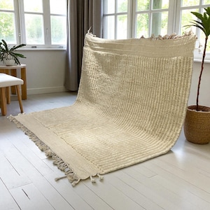 Moroccan Wool Area Rug – Simply Taupe Beni Ourain Carpet – Handwoven Berber Minimalist Rug – Boho Neutral Wool Floor Decor - Free Shipping