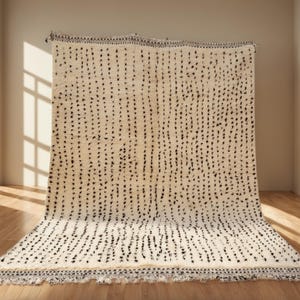 Morrocan Rug, Rug for living room, Area Rug 8x10, Handmade Moroccan Wool Rug, white & black Berber Carpet, Wool Beni Ourain Rug, berber Rug,