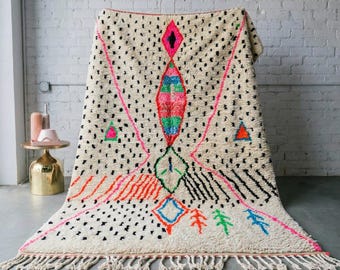Handmade Beni Ourain Berber Wool Rug – Authentic Moroccan Boho Carpet for Living Room