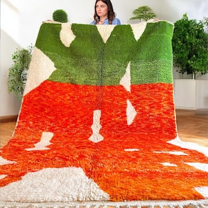 Luxurious Handwoven Moroccan Wool Rug with Abstract Design – Modern Shag Rug for Living Room and Bedroom Decor, Custom wool rug, wool rugs