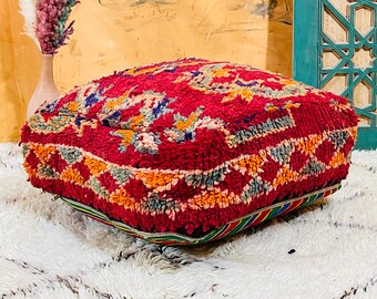 Red Boho 70% off Moroccan floor pouf pillows Wool Kilim pouf, floor pillows, stuffed floor pouf, Gifts for Girlfriend, Stuffed Large Pillow