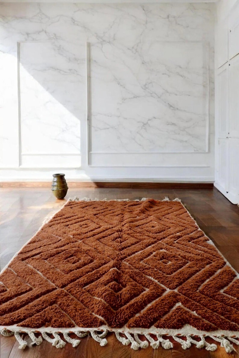 Handmade Moroccan Rug - Berber Beni Ourain Carpet - Thick & Soft Wool ...