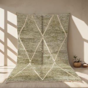 custom rug, moroccan rug, Handmade Moroccan Wool Rug, Green Berber Carpet, Area Rug, handmade rug, wool rug, berber rug, living room rug