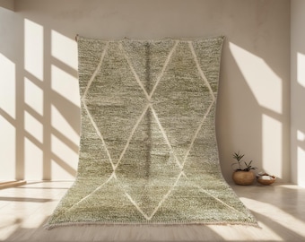 custom rug, moroccan rug, Handmade Moroccan Wool Rug, Green Berber Carpet, Area Rug, handmade rug, wool rug, berber rug, living room rug
