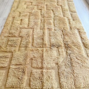 Moroccan wool rug cream and navy rug minimalist line pattern modern shag carpet handmade Moroccan decor cozy living room rug wool floor rug bohemian style rug Moroccan style decor modern rug luxurious wool carpet home decor contemporary decor rug