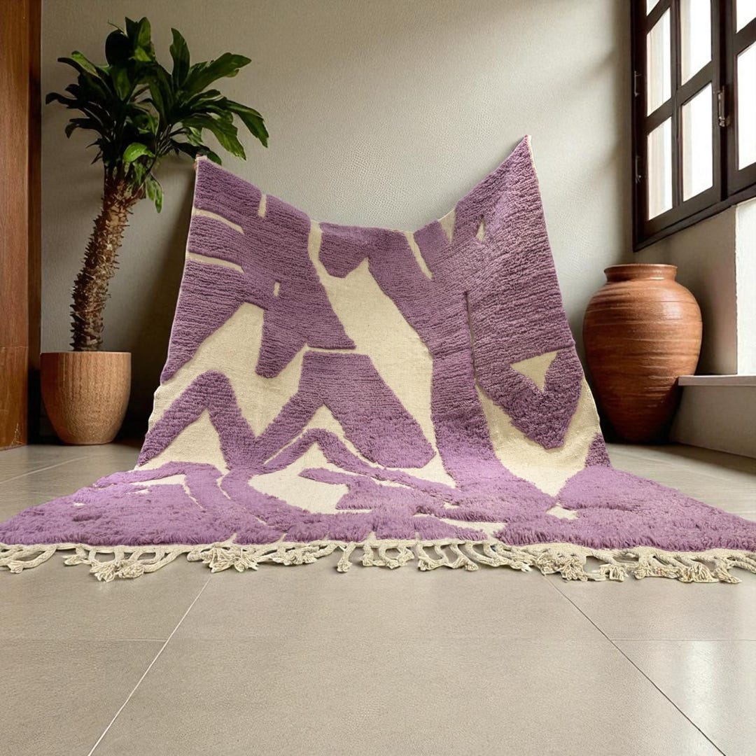 70% OFF Purple Morrocan Rug, Rug for Living Room, Striped Tufted Rugs ...