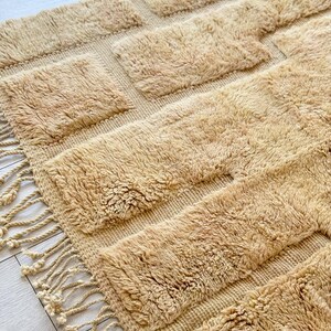 Moroccan wool rug cream and navy rug minimalist line pattern modern shag carpet handmade Moroccan decor cozy living room rug wool floor rug bohemian style rug Moroccan style decor modern rug luxurious wool carpet home decor contemporary decor rug