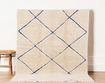 Geometric Wool Rug, Moroccan Rug, Handmade Beni Ourain, Washable Area Rug, Living Room Rug, Custom 8x10 Rug, Custom Handmade Rug, Wool rug