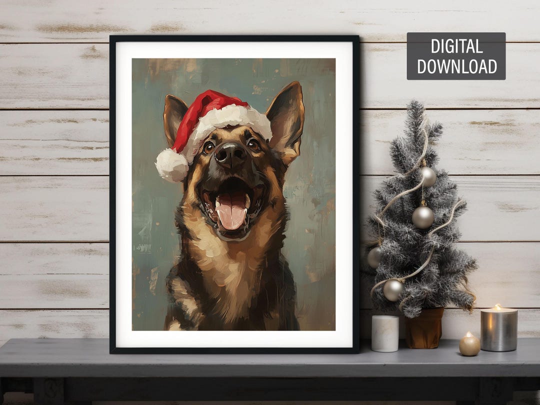 Christmas German Shepherd Printable Art Digital Download Download ...