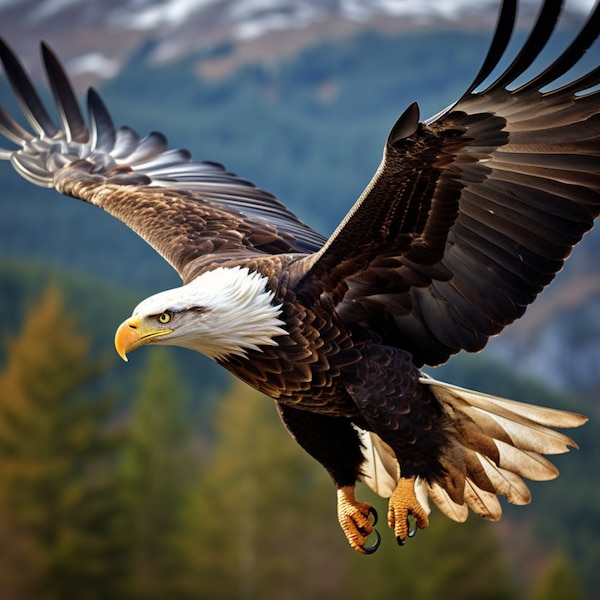 Bald Eagle Soaring Swift Eagle Flying Digital Download Nature Animal Art American Eagle Majestic Bird Patriotic Independence