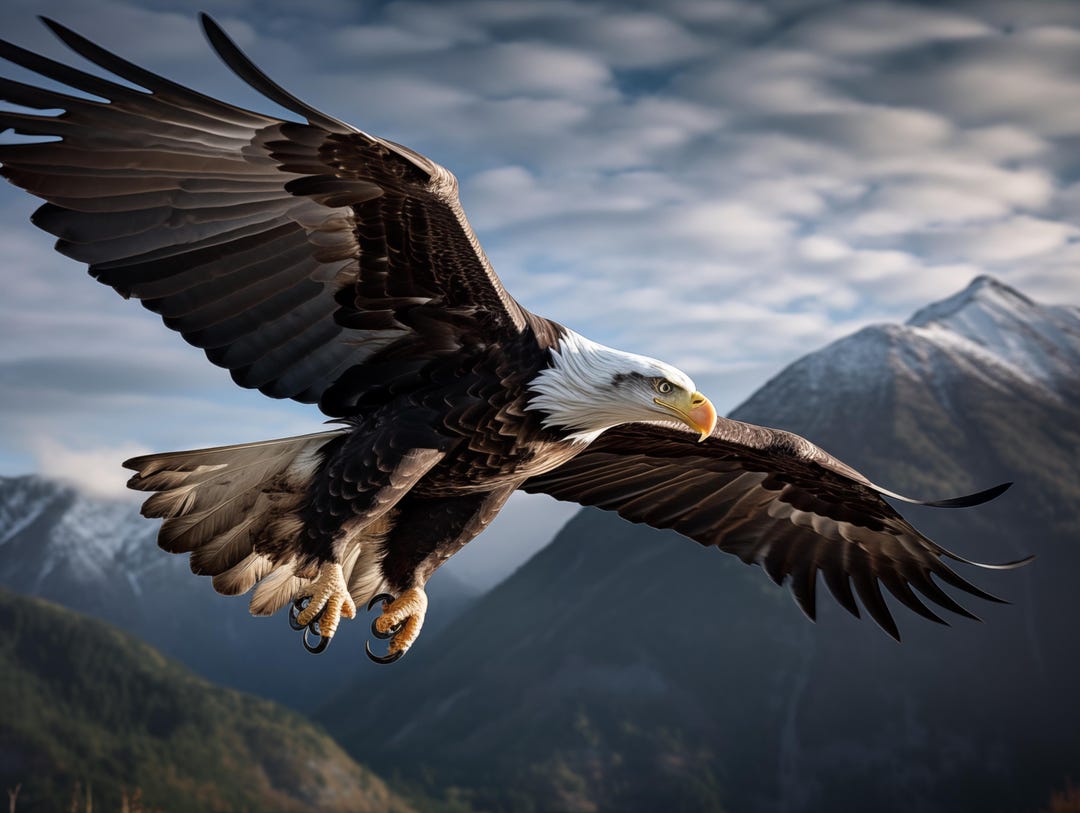 Soaring Bald Eagle Print, Patriotic Wildlife Art (digital Download) - Etsy