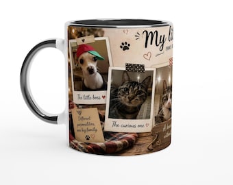 Taza de cerámica blanca de 325 ml con interior de color.