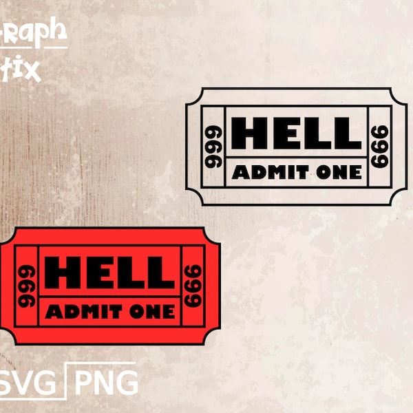 Ticket to hell, text design, premium vector logo, decal, Clip art SVG sign for print and cut