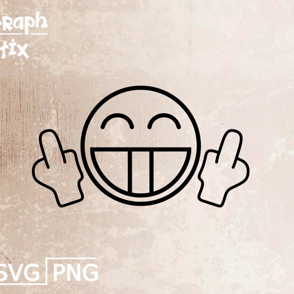Flip off smiley face funny logo design, premium vector, decal, Clip art SVG sign for print and cut