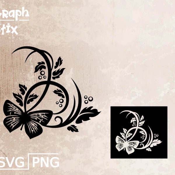 Floral butterfly, tribal flower butterfly, premium vector logo, decal, Clipart SVG design for print and cut