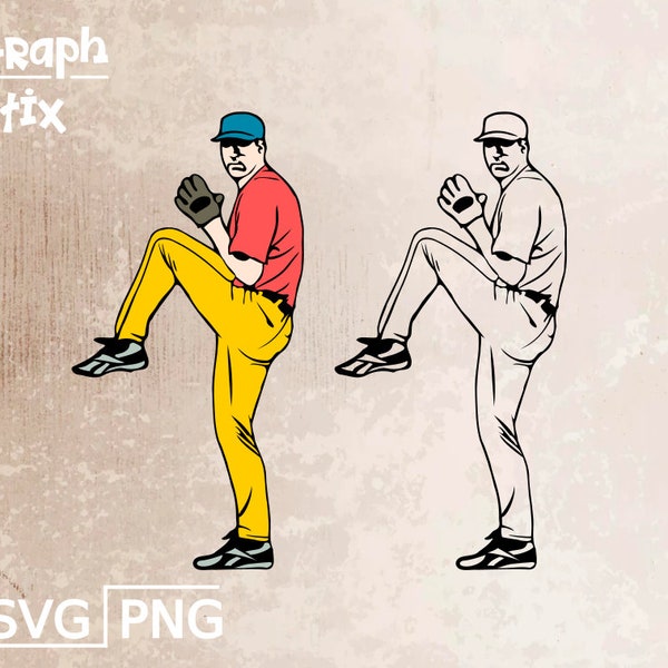 Baseball player, pitcher, ball thrower cartoon,  premium vector, logo, tattoo, decal, Clipart SVG design for print and cut