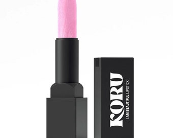 Cotton Candy Pink Blush Petal Hue Nature-Infused Nourishing Satin Lipstick - Waterproof, Plant Extract, Natural Makeup, Cruelty-Free & Vegan