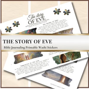 Story of Eve Bible Journaling Printable Stickers, Aesthetic Christian Clipart, Creation Story Washi Tape, Faith Planner, Instant Download