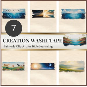 Creation Story Washi Tape Set: Genesis Bible Journaling Stickers (Digital Download))