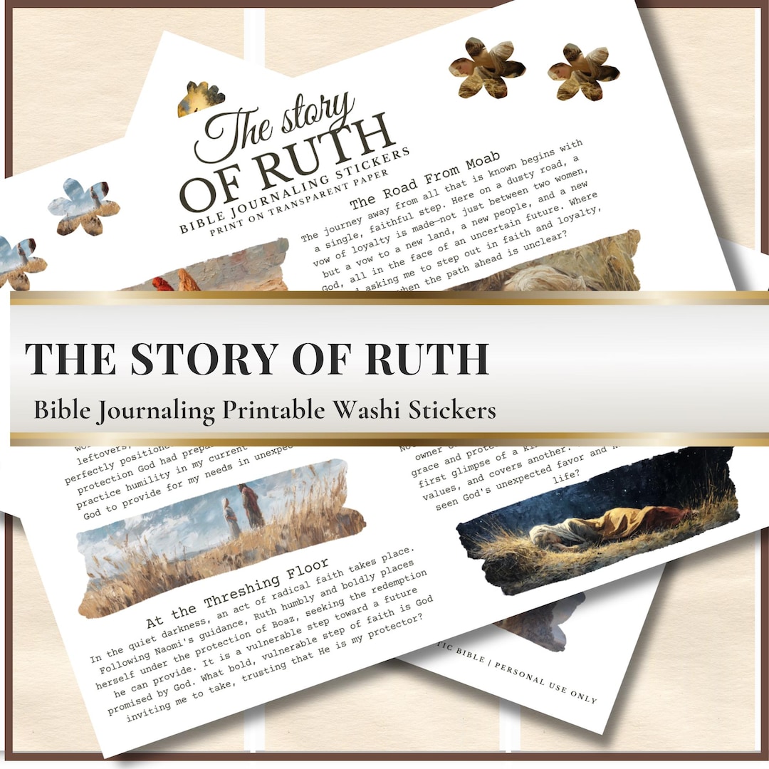 Story of Ruth Bible Journaling Printable Stickers, Aesthetic Christian ...