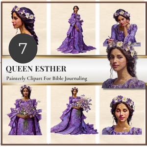 Queen Esther Clipart: Painterly Bible Journaling PNG for Junk Journals