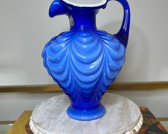 Fenton 95th Anniversary Edition Cobalt Blue Cased Glass Pitcher - Limited Edition