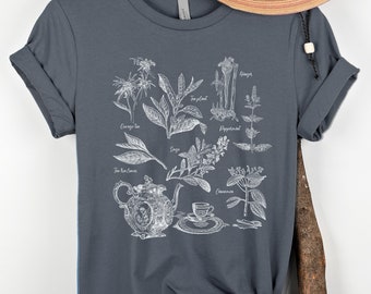 Botanical Herb Shirt for Tea Lover, Vintage Cottagecore Shirt for Plant Lover Gift, Herbology Shirt, Perfect Tea Shirt Gift for Plant Lady