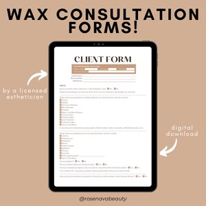 Wax Consultation Form & Appointment Notes Page