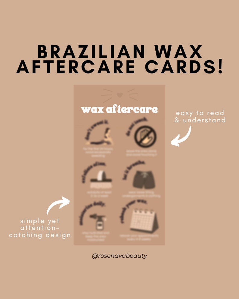 Brazilian Wax Aftercare Card Etsy