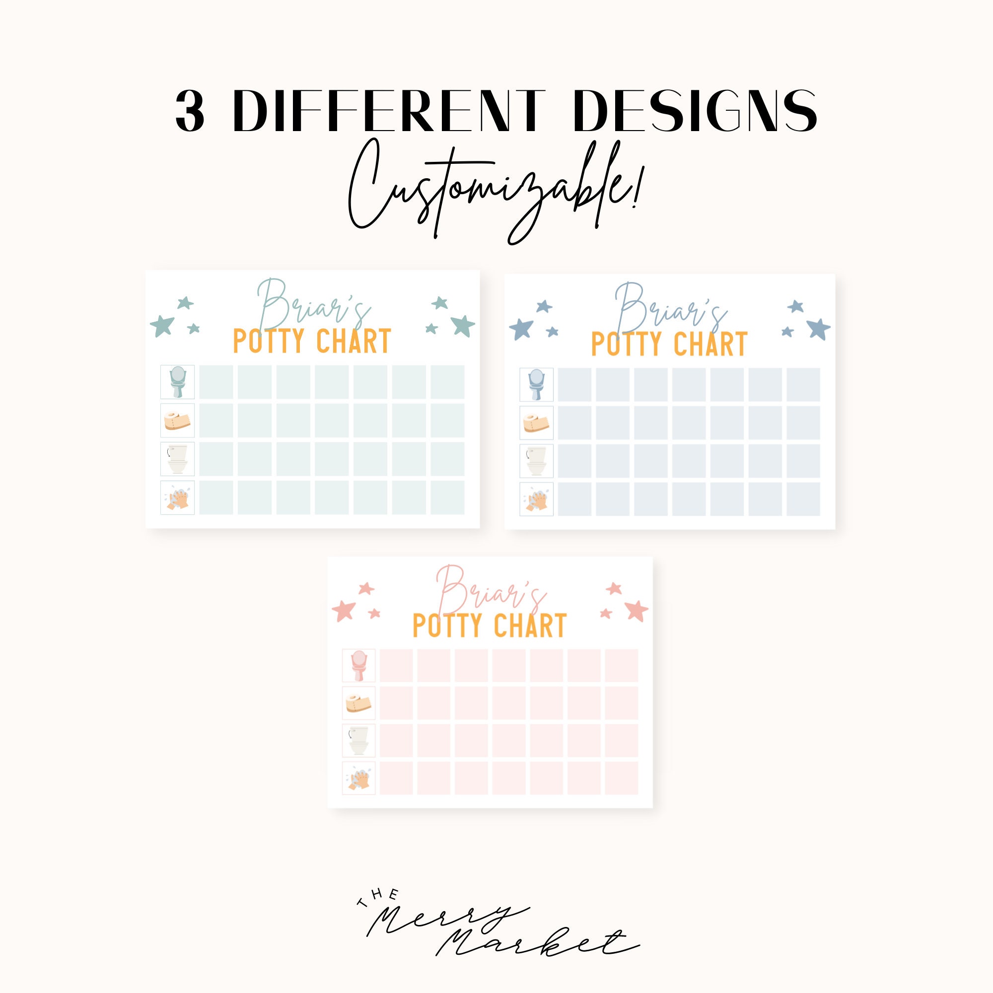 Potty Training Chart Calendar Printable Poster Instant Download Etsy