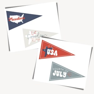 Patriotic 4th of July Editable Printable Flags Tags - Instant Download