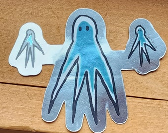 Aliens Mirror Sticker, Reflective Blue Vinyl