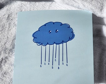 Rainy Cloud Sympathy Card, Condolence Card, Square Card