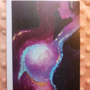 Coeur nébuleuse carte espace vide violet extra-atmosphérique Art dessin 5 x 7