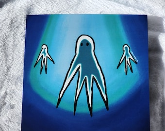 Aliens Are Here Card: Eerie Space Greeting Card