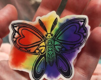 Regenbogen Motte Aufkleber, transparenter transparenter wasserdichter Aufkleber aus Vinyl